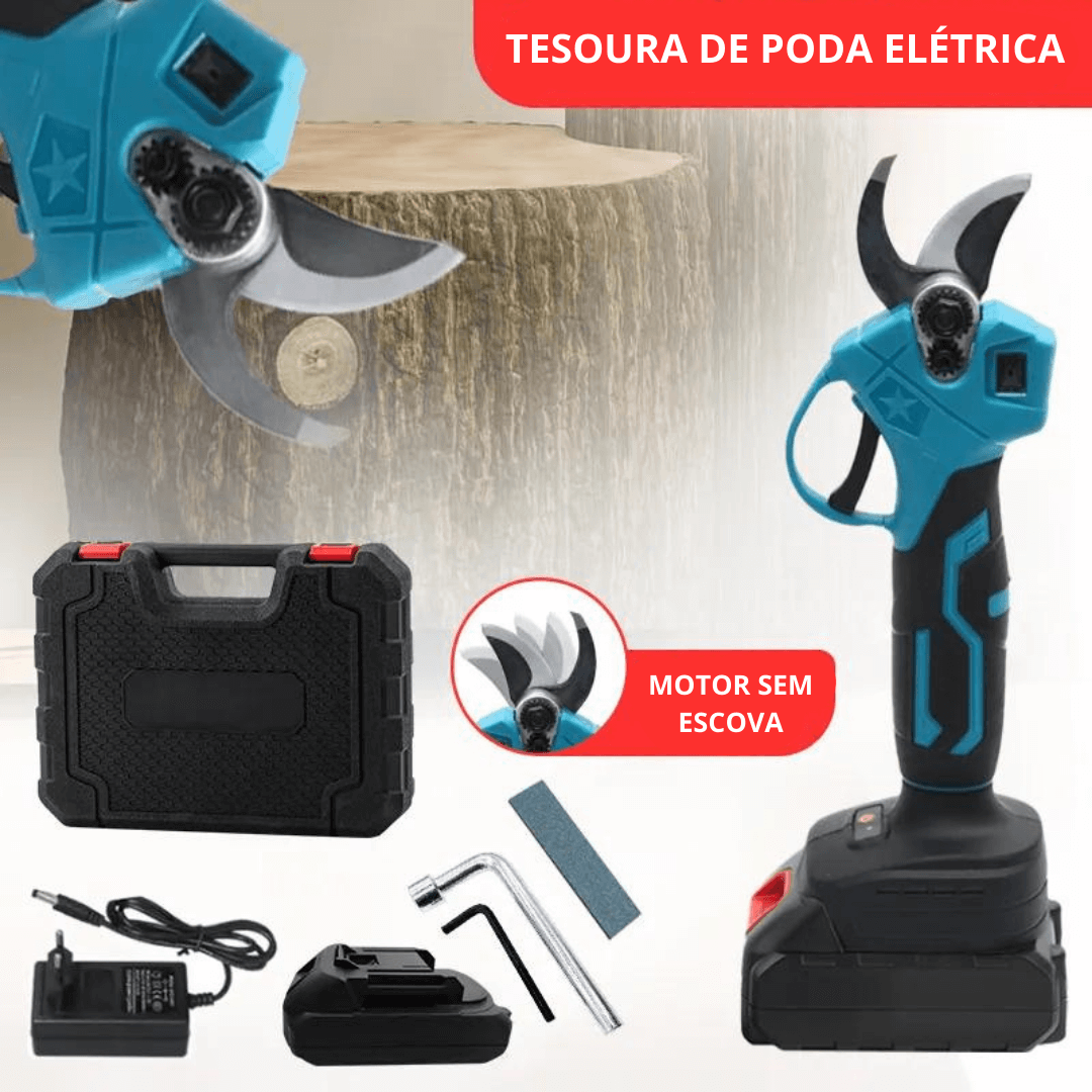 Tesoura de Poda Elétrica Recarregável - TorqueMax