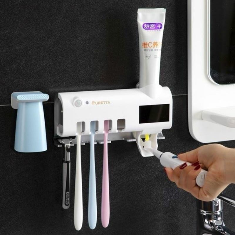 Suporte e dispensador com luz UV